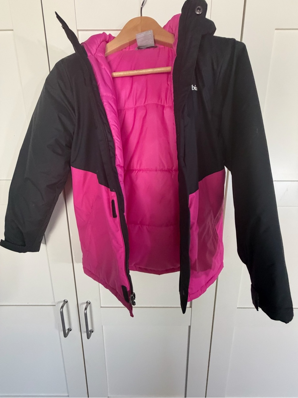 Columbia Black and Hot Pink Kids Puffer Jacket